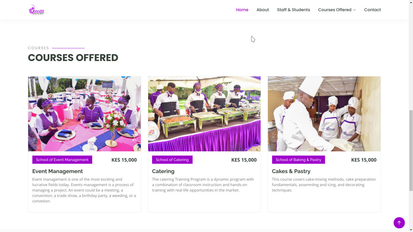 Weevets Events Website screenshot